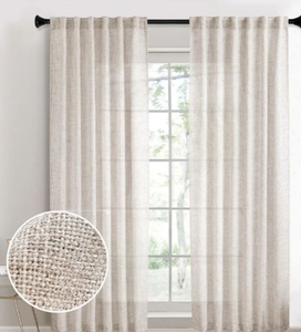 lot 4759 image: Curtains Panels for Back Tab Semi Sheer, Linen Textured Drapes Rod Pocket, Flax Curtains for FarmhouseBedroomLiving RoomWindow Light tan(2-Pack, 40x45 inch Long)