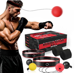 lot 4765 image: KTEBO� Boxing Reflex Ball Headband Set - Includes 4 Different Balls and 2 Adjustable Headbands for Beginner Proficiency Improvement, Great Boxing Equipment