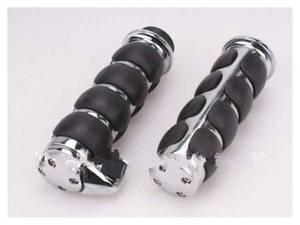 lot 4832 image: 1 25mm Handlebar Motorcycle Hand Grips for Honda for Kawasaki for Suzuki for Yamaha for Ducati Chrome and Black Handle Grip