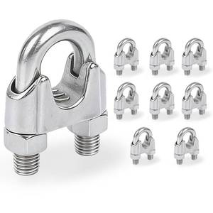 lot 4839 image: 8 Pcs 516 inch Stainless Steel Wire Rope Cable Clamp Clips,Wire Rope Clamp,Cable Clamp(M8,8)