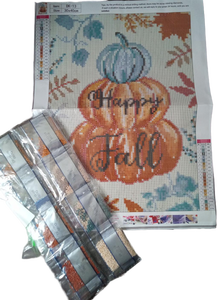 lot 4840 image: Happy Fall Pumpkin Diamond Painting Kit 30x40cm