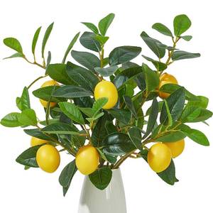 lot 4843 image: Heleze 3 Pcs Artificial Lemons Tree Branches - Faux Greenery Stems Realistic Lemon Branch with Lifelike Leaves Fake Lemon Plant for Home, Dining Table, Kitchen Decor 18 Inch