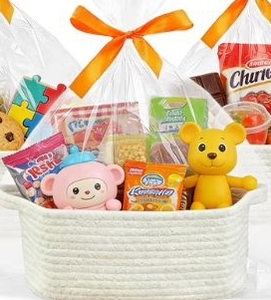 lot 4850 image: Woven Basket, Gift Bag and Ribbon