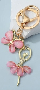 lot 4901 image: Pink Butterfly Dancer Enamel Keychain
