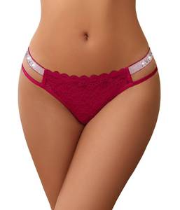 lot 4902 image: Avidlove Valentine Underwear Women Sexy Panties Lace Rhinestone Panty Cheeky Bikini Hipsters Wine Red