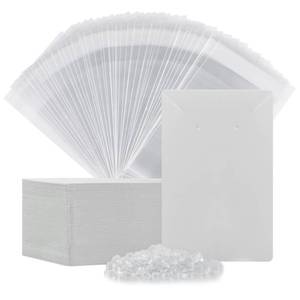 lot 4904 image: Earring Cards, Set Earring Making Supplies with 100 Pcs Earring Holder Cards 200 Pcs Earring Backs and 100 Jewelry Packaging for Earrings Necklace Jewelry Display, Jewelry Bags 3.5x2.4 Inches (White)