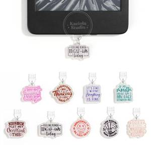 lot 4906 image: KACIOLA STUDIO 9 PCS Charms for Kindle, Sarcasm Quotes Theme Dust Plug Charm Type C for E-Reader, Compatible with TypeCUSB C Charging Ports Design for KindlePhone (Sarcasm Quotes)