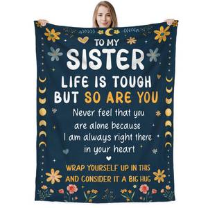 lot 5006 image: WRAPIX Mothers Day Sister Gifts for Women - Life is Tough But So are You Super Soft Fleece Throw Blanket for Couch Bed 60x80 in - Mothers Day Graduation Sister Birthday Gifts for Women Sisters