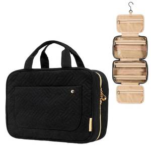 lot 4789 image: CarrywellToiletry Bag Travel Bag with Hanging Hook, Makeup Organizer Case, Water-Resistant Cosmetic Bag For Full-size Containers, Toiletries, Black Large