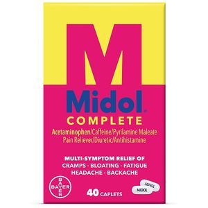 lot 4792 image: Midol Menstrual Symptom Relief Tablets - Acetaminophen - 40ct Oral General Pain Relievers, 500mg Strength, Caplet Form - Exp 032027