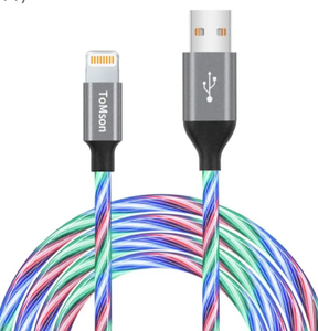 lot 4795 image: LED  iPhone Charger Cord Light Up Lightning Cable  MFi Certified Apple Charger  Cool USB Fast Charging for iPhone 14 13 12 11 Pro Max XR X SE 8 Plus, iPad iPod and More (Multi color,6 ft)