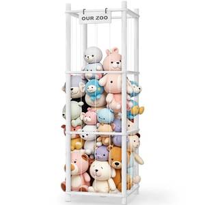 lot 5018 image: Woodure Stuffed Animal Storage & Organizer, Wooden Cute Zoo Toy Holder for Toddler Rooms, Playrooms & Bedrooms (White)