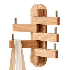 lot 5019 image: Swivel Coat Rack for Wall, Oak Wood Coat Hooks Wall Hooks with 5 Swivel Foldable Arms, Entryway Shelf for Bedroom, Entryway, Living Room, Bathroom,Office, Classroom, Heavy Duty (Natural)
