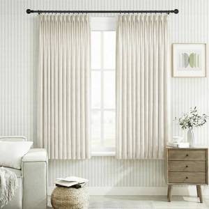 lot 5023 image: PANGSINNE Natural Linen Kitchen Curtains - 45 Inches Long Pinch Pleated Semi Sheer Curtains Linen Blend Basement for Small Window Cream Ivory 40x45