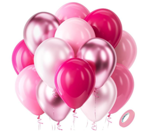 lot 5028 image: Bezente Pink Balloons Set,60pcs 12 inch Metallic Pearl Pink, Hot & Pastel Pink Latex Balloons Kit