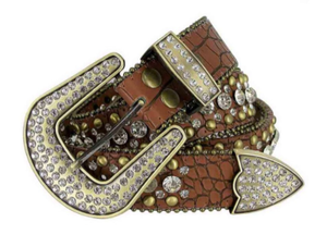 lot 5038 image: Rhinestone Belt Fashion Western Bling Crystal Leather Belt 1-12(38mm) Wide