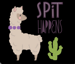 lot 5040 image: Spit Happens Llama Humor Throw Pillow Case 16x16