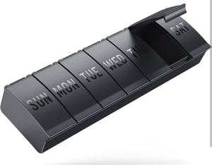 lot 5049 image: Weekly Pill Organizer, Portable Medicine Pill Container, Big Compartments Travel Pill Organizer, Daily Pill Case for Vitamins, Fish Oils or Supplements, BPA-Free Pill Box, Black