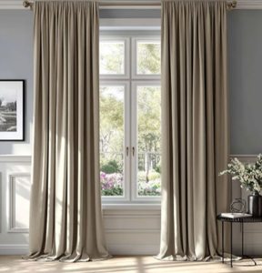 lot 5050 image: MIULEE Taupe Velvet Curtains Thermal Insulated Blackout Curtain Drapes for Bedroom Living Room Darkening 96 Inches Long Curtains Panels Rod Pocket Set of 2
