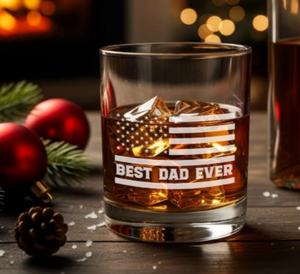lot 5051 image: AXIARA Dad Husband Stepdad Gifts for Fathers Day from Daughter Son Kids Wife - 11 oz Engraved Crystal Whiskey Glass