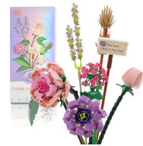 lot 5059 image: MEIEST Mini Building Blocks Flower Bouquet Set,Creative DIY Artificial Flowers Botanical Collection Construction Building Bricks Toy for Kids Adult,Plant Model Eternal Flowers Home Decor (Romantic)