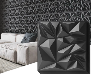 lot 5072 image: Art3d 20-Pack 3D Wall Panels for Interior Wall Decor, Modern Diamond Textured Accent Wall Paneling for Gaming Living Room TV Wall Background, 30x30 cm Black