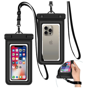 lot 5086 image: IPX8 Floating Waterproof Dry Bag 2-Pack, 7.2 Inch Waterproof Phone Pouch for iPhone 161514 Pro Max Galaxy S24S23 Adjustable Lanyard  wrist strap Beach Swimming Travel Essentials Black