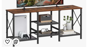 lot 5090 image: JARHETUN TV Stand for 55 Inch TV, Entertainment Center with 3-Tier Open Shelves, TV Console Table for Living Room, Bedroom, Rustic Brown