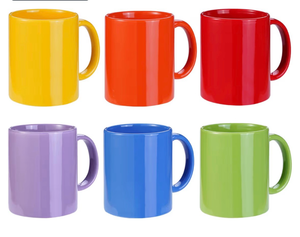 lot 5093 image: Multi-Coloured Ceramic Mugs Set of 6-11.2 oz  330ml-Coffee Mugs-Cappuccino-Tea Cups- Hot Chocolate Cups (Warm color, Large)