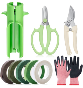 lot 5097 image: 9 Pcs Rose Thorn Remover Set Include 1 Flower Thorn Stripper Tool 5 Floral Tape 1 Flower Scissor 1 Curve Gardening Scissors 1 Pair Gardening Gloves for Valentine Women Mother Gift (Green)
