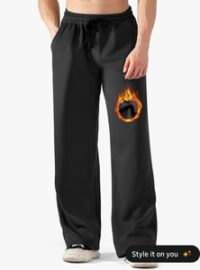 lot 5105 image: BRISIRA Mens Baggy Sweatpants Fleece Lined Wide Leg Warm Sweat Pants Open Bottom with Deep Pocket & Elastic Waist - Size L
