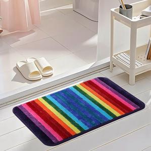 lot 5107 image: Bath Rugs for Bathroom Rainbow Bathroom Rugs Colorful Microfiber Plush Bath Mat Soft and Absorbent Bath Carpet Non-Slip Backing 20x32