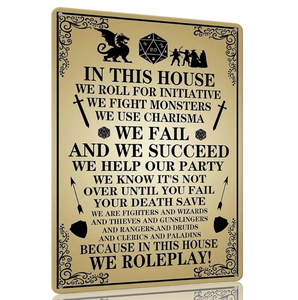 lot 5108 image: Dungeons And Dragons Sign 12x8 Inch Metal Tin Wall Art Decor Initiative Roleplay Retro Gamer Gift