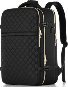 lot 4911 image: MOMUVO Large Travel Backpack Women, Flight Approved Carry On Backpack, Water Resistant Anti-Theft Casual Daypack School Bag Fit 17 Inch Laptop with USB Charging Port, Black