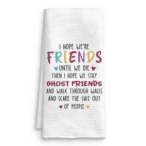lot 4912 image: QICLM Funny Friendship Kitchen Towels, Gift for Friend Woman, Gifts for Best Friend Women Men, Friendship Gifts Hand Towels Dish Towels for Kitchen Bathroom Decor, 16x24 Inches