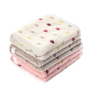 lot 4917 image: 1 Pack 3 Blankets Super Soft Cute Dot Pattern Pet Blanket Flannel Throw for Dog Puppy Cat BeigeBrownPink Small