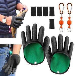 lot 4918 image: 2Pcs Fishing Gloves with Magnet Release, Professional Anti-Slip Catch Fish Gloves for Women Men, Puncture Proof Ice Fishing Glove for Handling,Catching, Fisherman Fishing Accessories (Black)