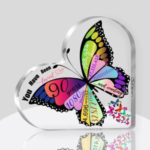 lot 4924 image: Uibyriy 90th Birthday Gifts for Women, Gift for 90 Year Old Woman, Butterfly Decor, Decorations Heart Acrylic, 90th Birthday Gift Ideas for Mom Grandma Nana Grandmother
