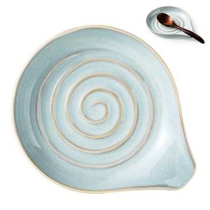 lot 4937 image: 5.1inch Rustic Ceramic Spoon Rest for Stove Top,Heat-Resistant Dishwasher Safe Kitchen Spoon Holder,Decorative Utensils Rest,Housewarming Mothers Day Cooking Enthusiasts Gift (Green)