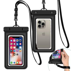 lot 4956 image: Heliosea IPX8 Floating Waterproof Dry Bag 2-Pack, 7.2 Inch Waterproof Phone Pouch for iPhone 161514 Pro Max Galaxy S24S23 Adjustable Lanyard  wrist strap Beach Swimming Travel Essentials Black