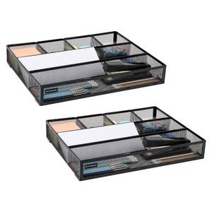 lot 4972 image: Mind Reader Drawer Organizer, Desk Org, Utensil Organizer, Office, Kitchen, Metal Mesh, Set of 2, Black