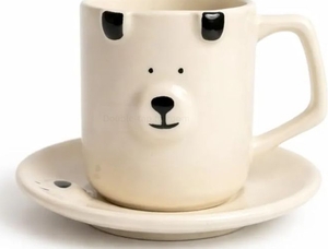 lot 4989 image: Bear Face Ceramic Coffee Cup and Saucer Set