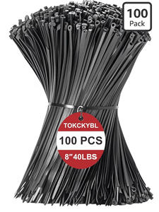 lot 5126 image: 8 Inch Zip Ties (100 Pack) Heavy Duty 40lbs Tensile Strength, UV Resistant Black Cable Ties for Indoor & Outdoor Use, Durable Nylon Wire Ties