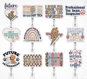 lot 5127 image: Geyoga 12 Pcs Vet Tech Gifts Bulk Vet Tech Badge Reel Veterinary Technician Week Badge Holder Retractable for Social Workers Dentist Volunteer Ot Doctor Nurse Coworker Appreciation
