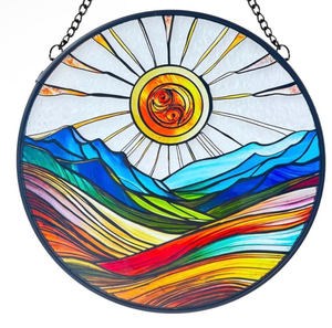 lot 5129 image: Sun Catchers Indoor Window-Sun Mountains Stained Acrylic Hanging for Window(9.8In)