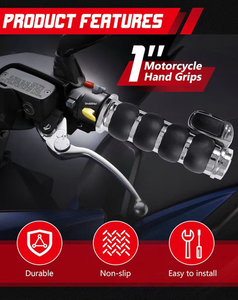 lot 5145 image: INNOGLOW Motorcycle Hand Grips 1 Universal Non-Slip Handgrips Handlebar Grips with Throttle Assist Chrome Black Aluminum Rubber for Harley Kawasiki Suzuki Cruisers