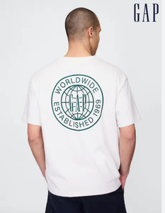 lot 5155 image: Brand new GAP WORLDWIDE LOGO - Print T-shirt - carls stone (Large)