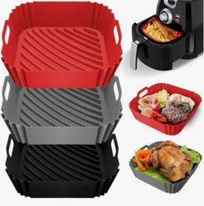 lot 5162 image: DUXAA 3 Pcs Air Fryer Silicone Liners, 8.5, Reusable Heat Resistant, for 4 to 8 QT Air Fryer Inserts for Oven Microwave