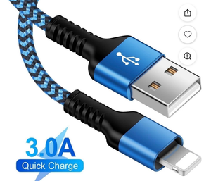 lot 5167 image: Bioonis Compatible for iPhone Charging Cable, 3FT Light-ning Cable, Nylon Braided Fast Charging High Speed Data Sync Transfer USB Cord Compatible with iPhone 14 13 13Pro 12 11 Max XS XR iPad(Blue) (2 Pack)