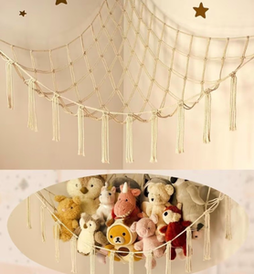 lot 5183 image: Stuffed Animal Storage Hammock or Net Corner - Large Toy Hammock Net for Stuffed Animals Room Decor - Cute Stuff Animal Organizer Plush Holder
